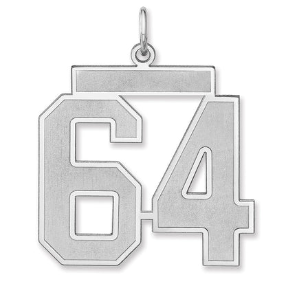Sterlingsilber /rhodiniert Satiniert Zahl 64 Charm