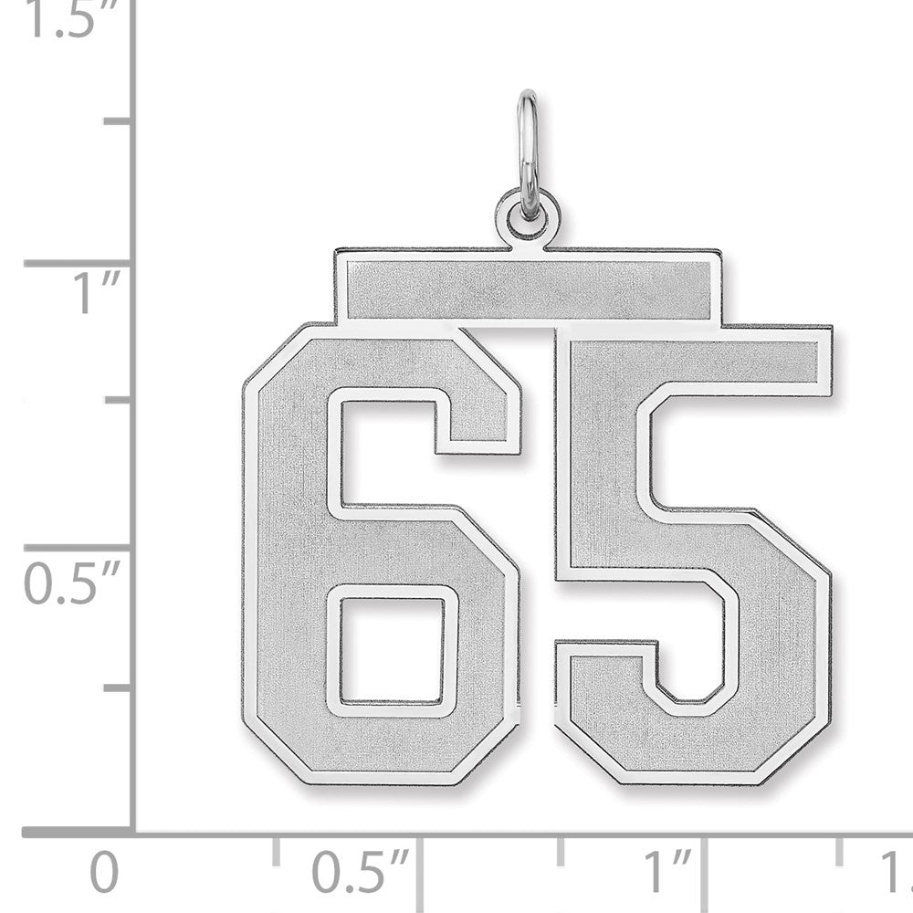 Sterlingsilber /rhodiniert Satiniert Zahl 65 Charm