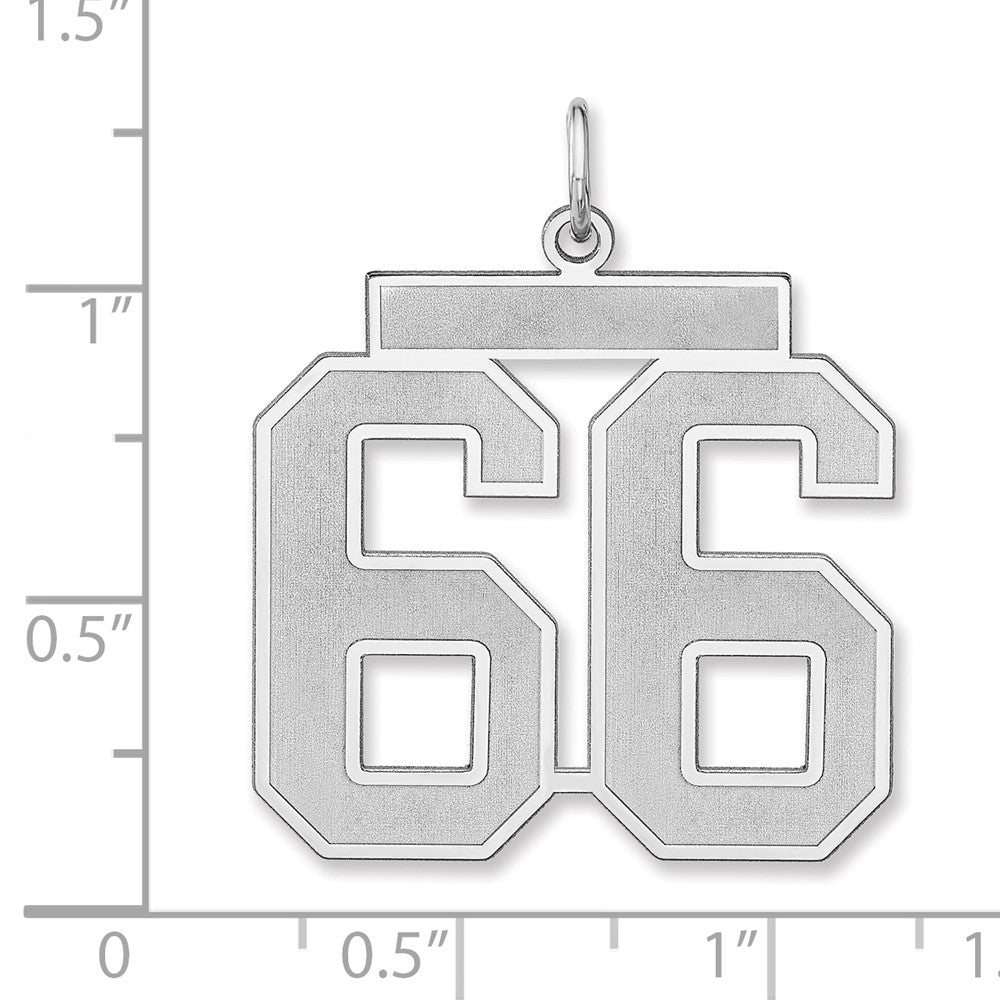Sterlingsilber /rhodiniert Satiniert Zahl 66 Charm
