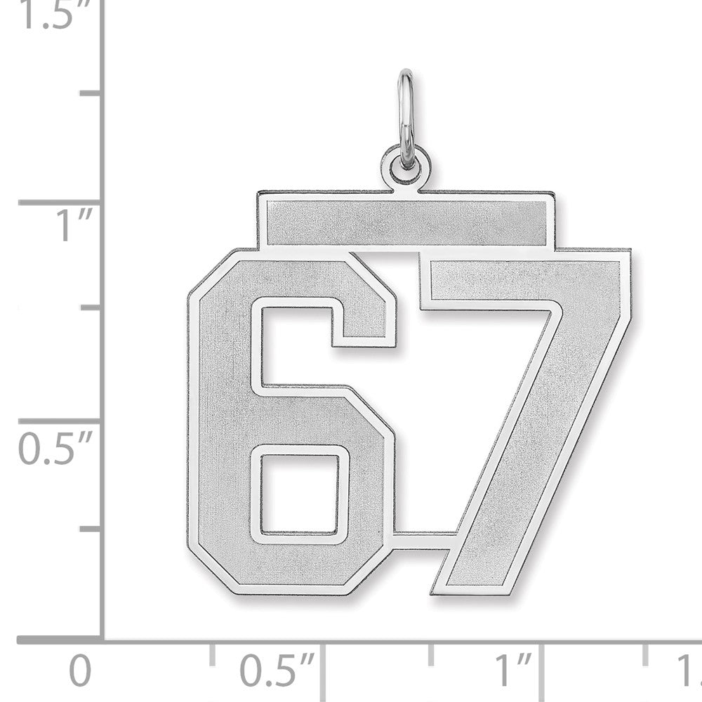 Sterlingsilber /rhodiniert Satiniert Zahl 67 Charm