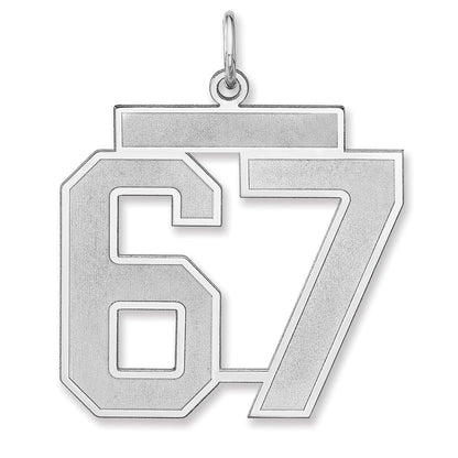 Sterlingsilber /rhodiniert Satiniert Zahl 67 Charm