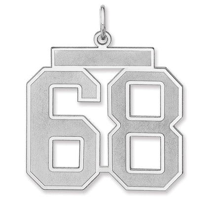 Sterlingsilber /rhodiniert Satiniert Zahl 68 Charm