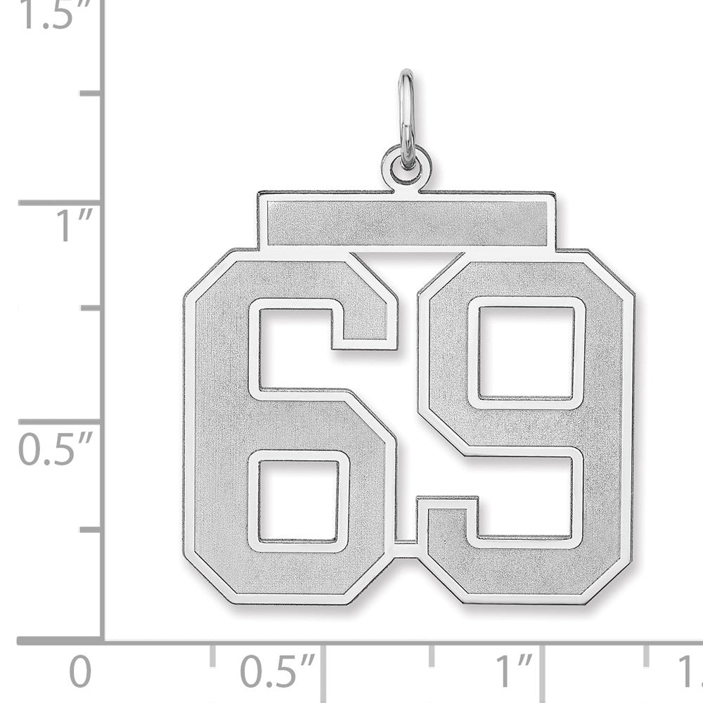 Sterlingsilber /rhodiniert Satiniert Zahl 69 Charm