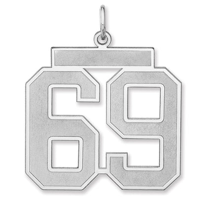 Sterlingsilber /rhodiniert Satiniert Zahl 69 Charm