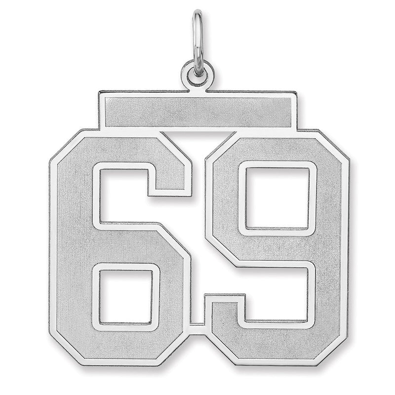Sterlingsilber /rhodiniert Satiniert Zahl 69 Charm