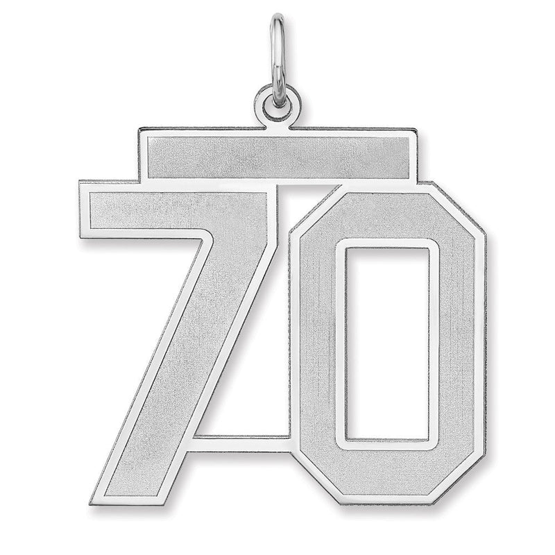 Sterlingsilber /rhodiniert Satiniert Zahl 70 Charm