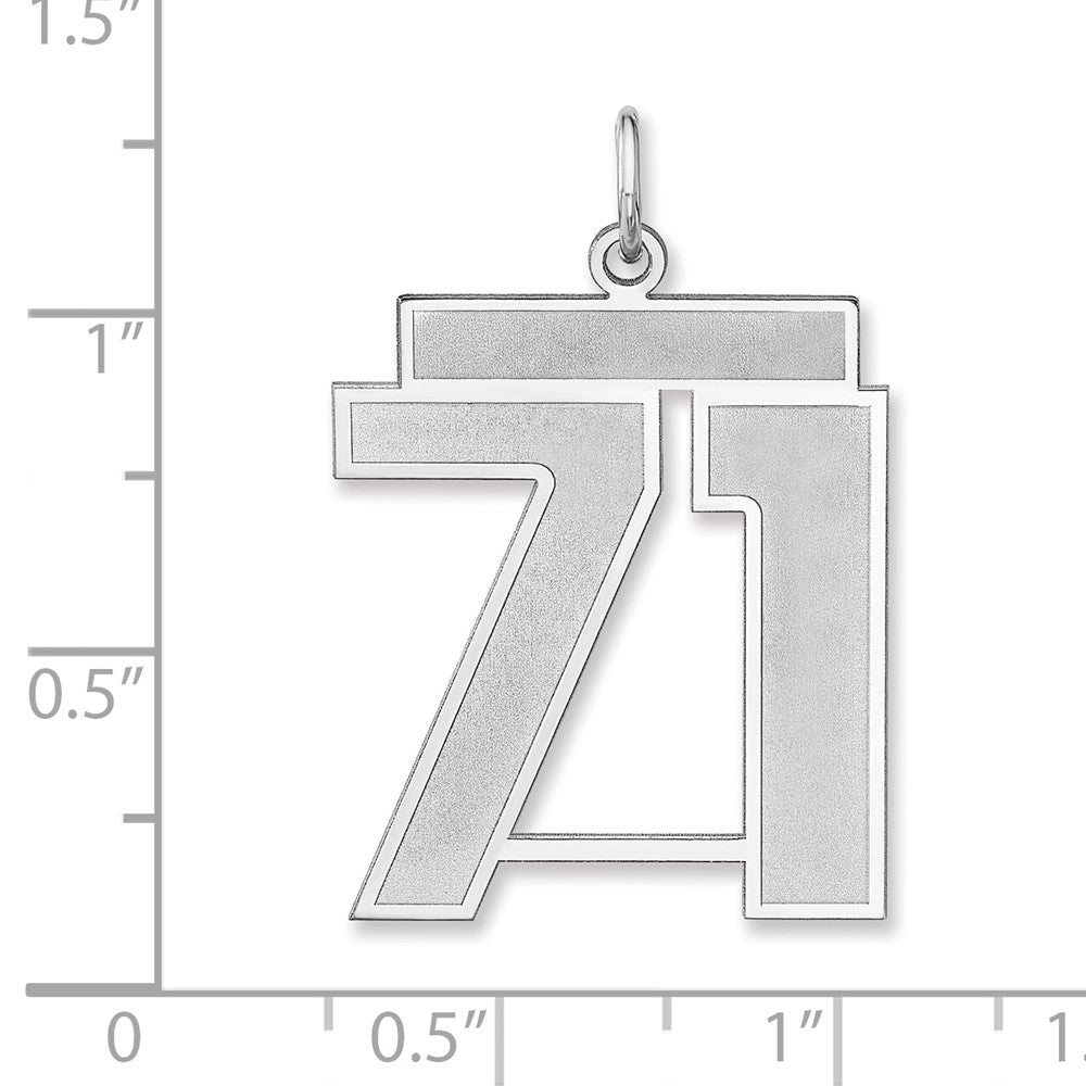 Sterlingsilber /rhodiniert Satiniert Zahl 71 Charm