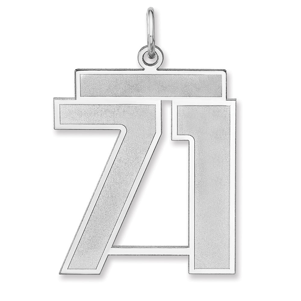Sterlingsilber /rhodiniert Satiniert Zahl 71 Charm