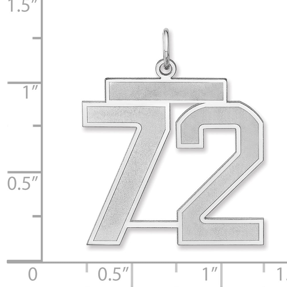Sterlingsilber /rhodiniert Satiniert Zahl 72 Charm