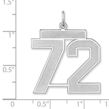 Sterlingsilber /rhodiniert Satiniert Zahl 72 Charm