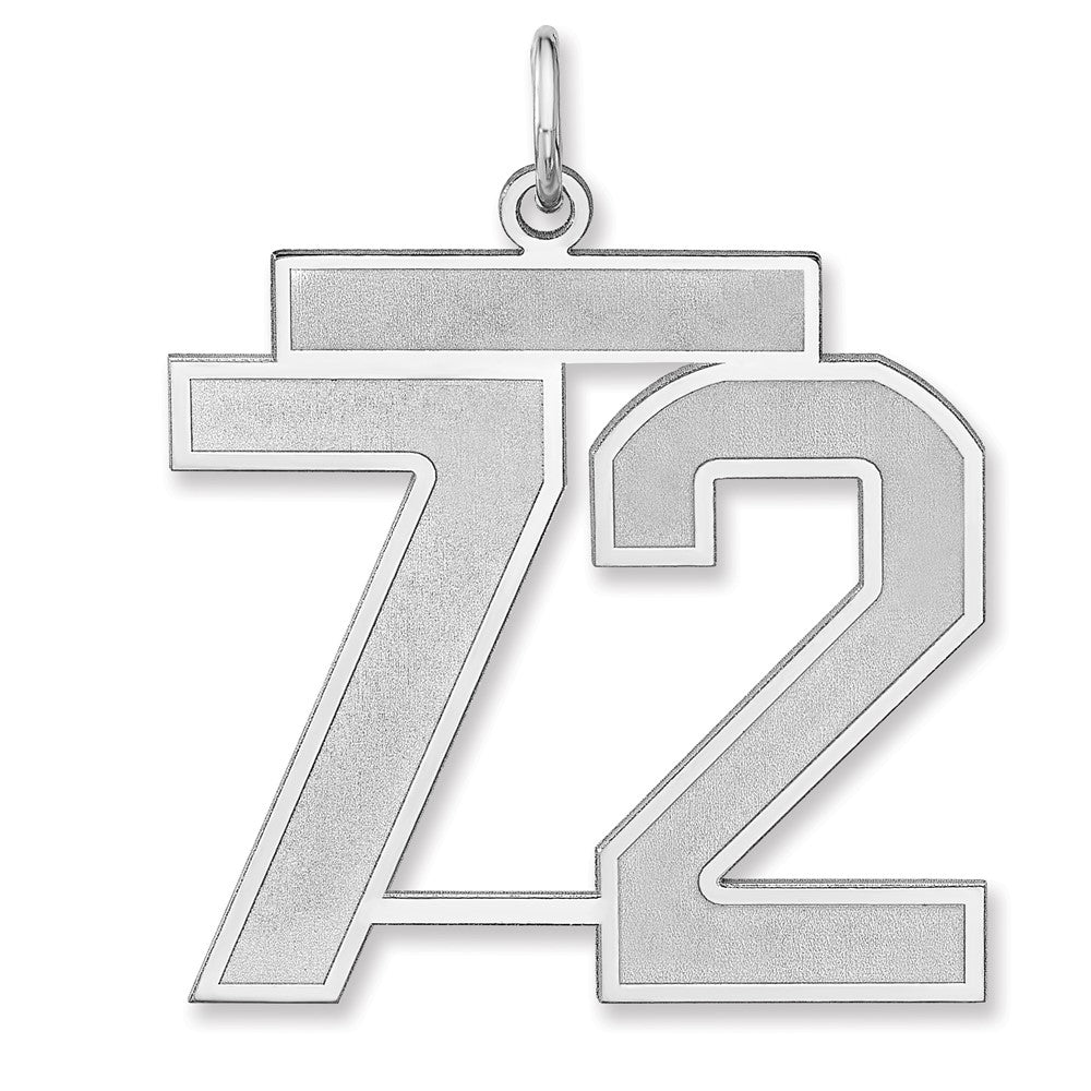 Sterlingsilber /rhodiniert Satiniert Zahl 72 Charm