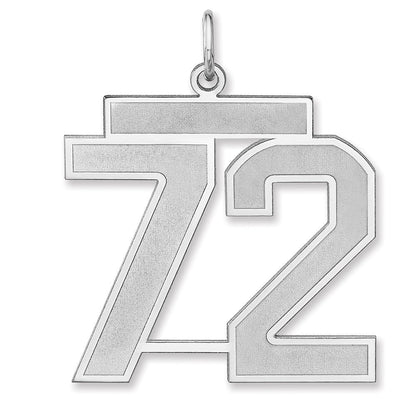 Sterlingsilber /rhodiniert Satiniert Zahl 72 Charm
