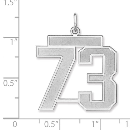 Sterlingsilber /rhodiniert Satiniert Zahl 73 Charm