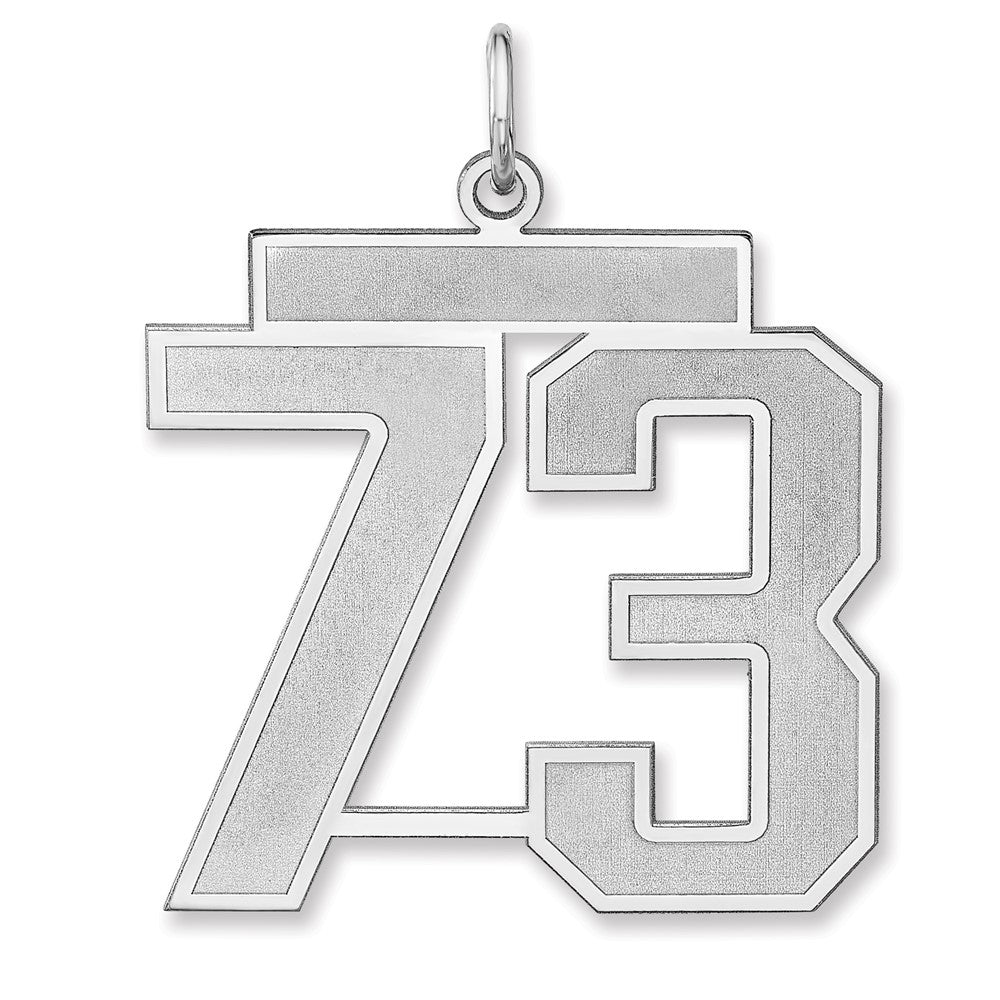 Sterlingsilber /rhodiniert Satiniert Zahl 73 Charm