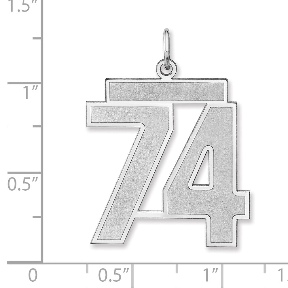 Sterlingsilber /rhodiniert Satiniert Zahl 74 Charm