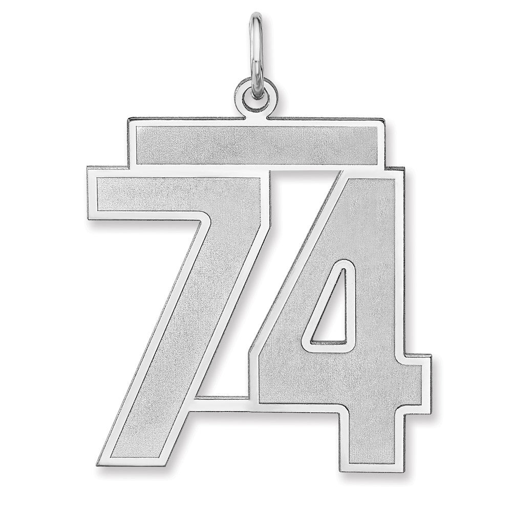 Sterlingsilber /rhodiniert Satiniert Zahl 74 Charm