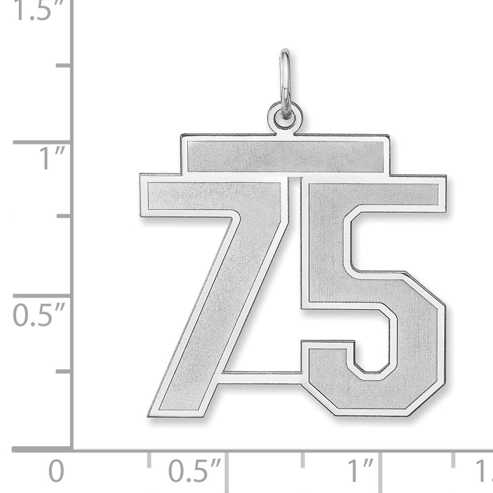 Sterlingsilber /rhodiniert Satiniert Zahl 75 Charm