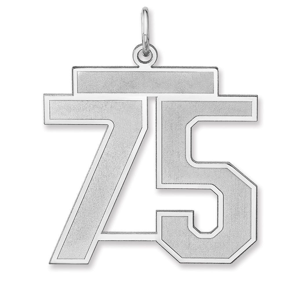 Sterlingsilber /rhodiniert Satiniert Zahl 75 Charm