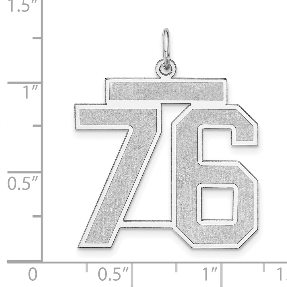 Sterlingsilber /rhodiniert Satiniert Zahl 76 Charm
