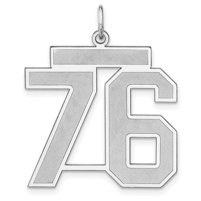 Sterlingsilber /rhodiniert Satiniert Zahl 76 Charm