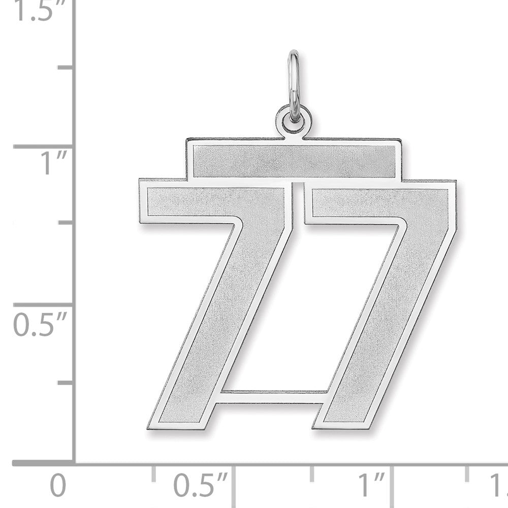 Sterlingsilber /rhodiniert Satiniert Zahl 77 Charm