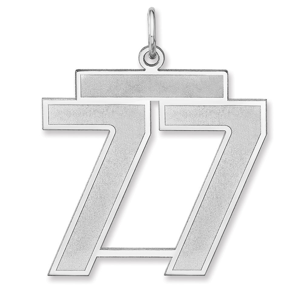 Sterlingsilber /rhodiniert Satiniert Zahl 77 Charm