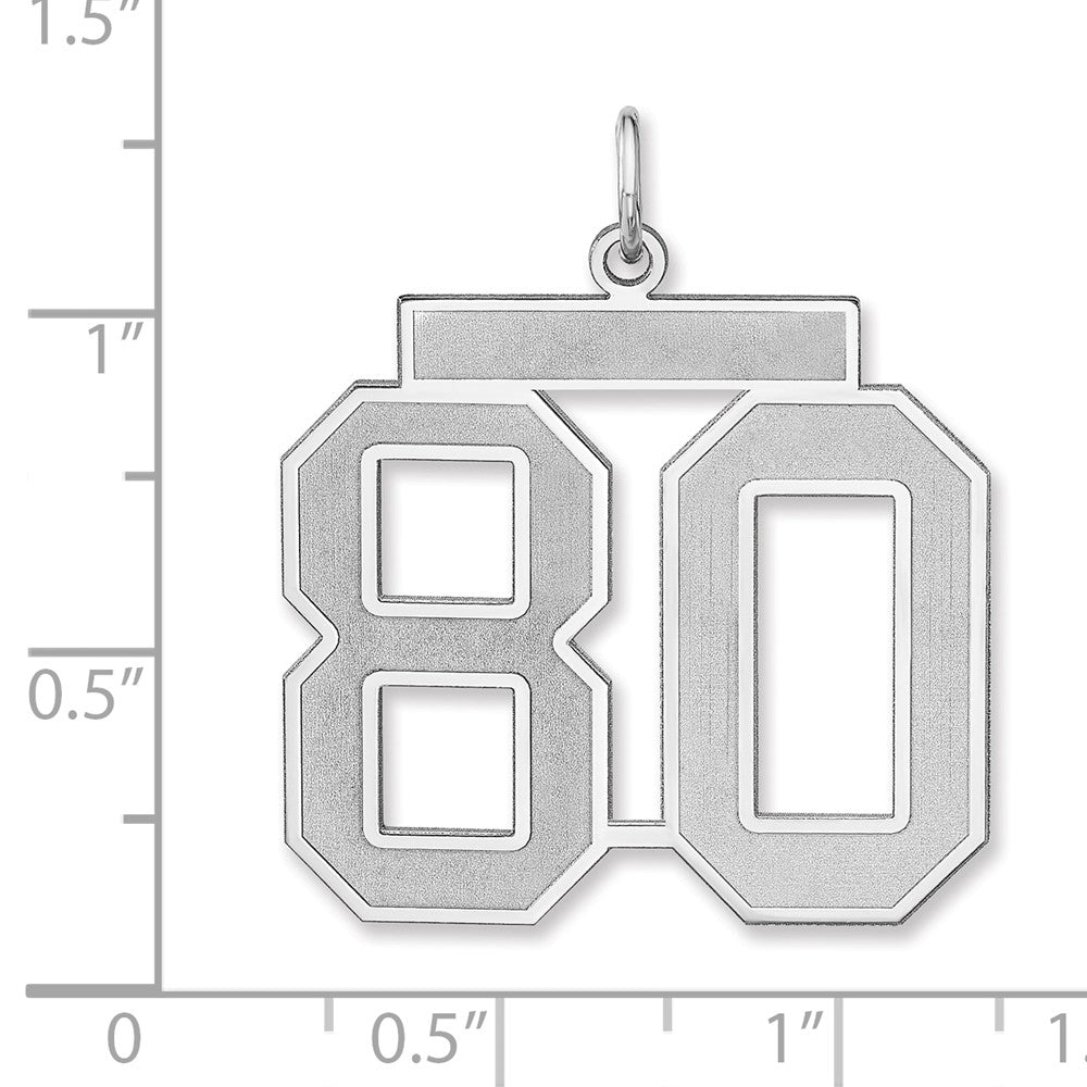 Sterlingsilber /rhodiniert Satiniert Zahl 80 Charm