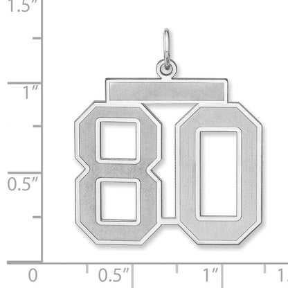 Sterlingsilber /rhodiniert Satiniert Zahl 80 Charm
