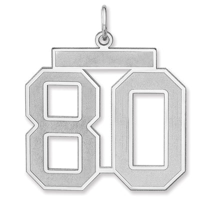 Sterlingsilber /rhodiniert Satiniert Zahl 80 Charm