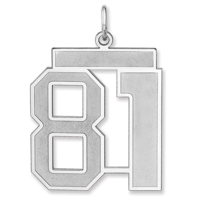 Sterlingsilber /rhodiniert Satiniert Zahl 81 Charm