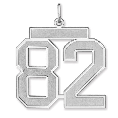 Sterlingsilber /rhodiniert Satiniert Zahl 82 Charm