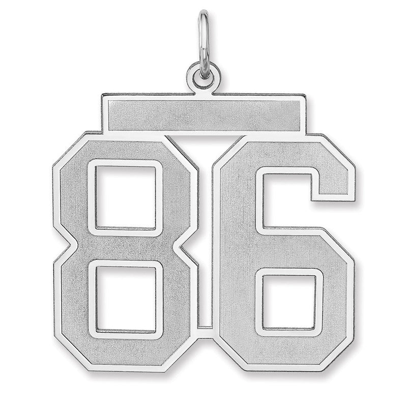 Sterlingsilber /rhodiniert Satiniert Zahl 86 Charm