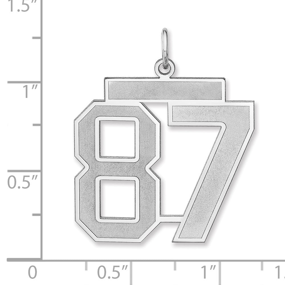 Sterlingsilber /rhodiniert Satiniert Zahl 87 Charm
