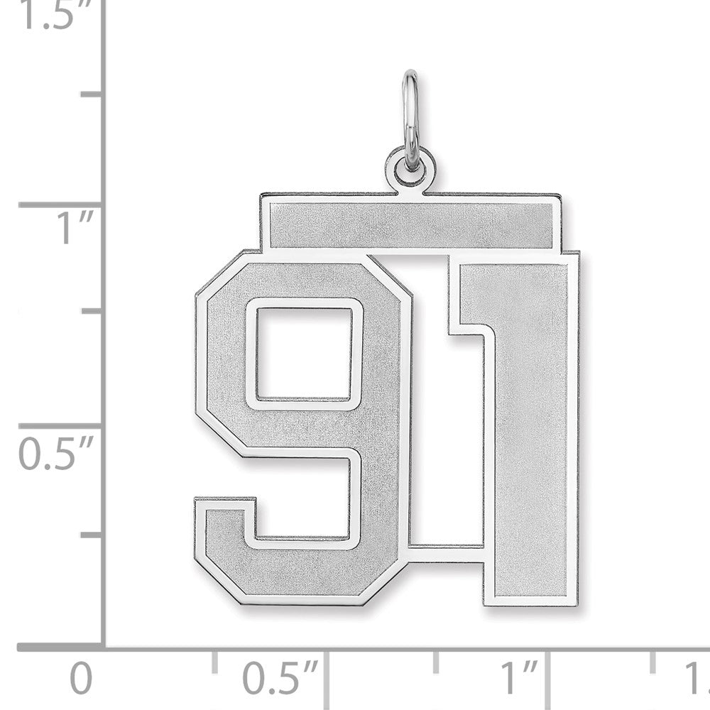 Sterlingsilber /rhodiniert Satiniert Zahl 91 Charm