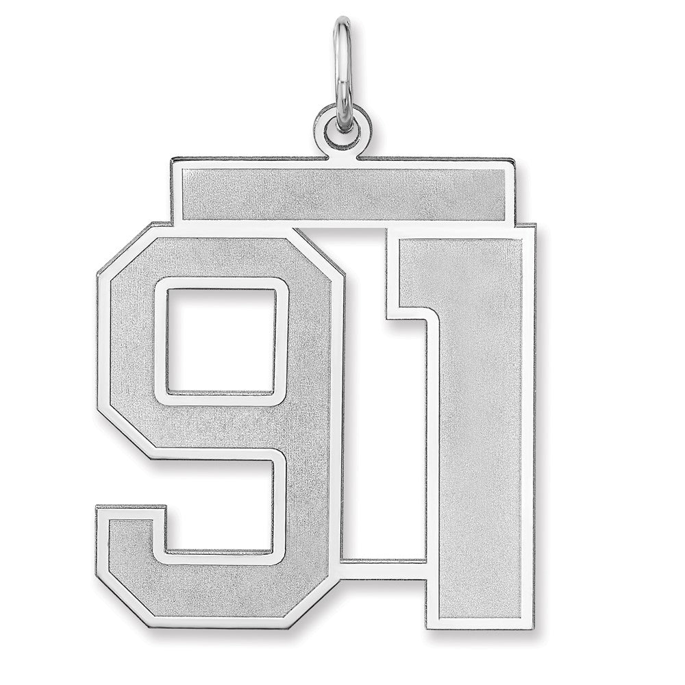 Sterlingsilber /rhodiniert Satiniert Zahl 91 Charm