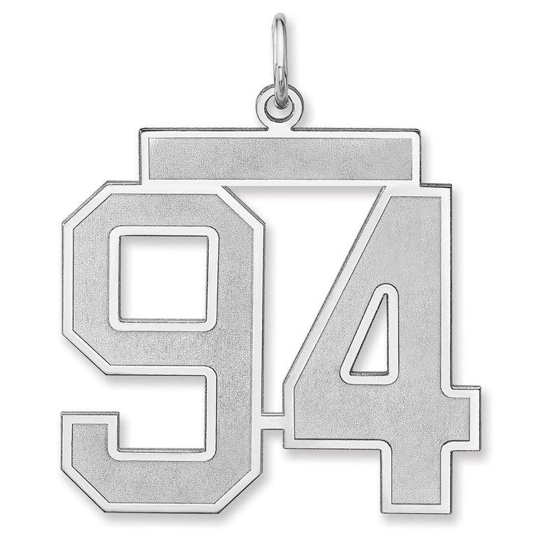 Sterlingsilber /rhodiniert Satiniert Zahl 94 Charm