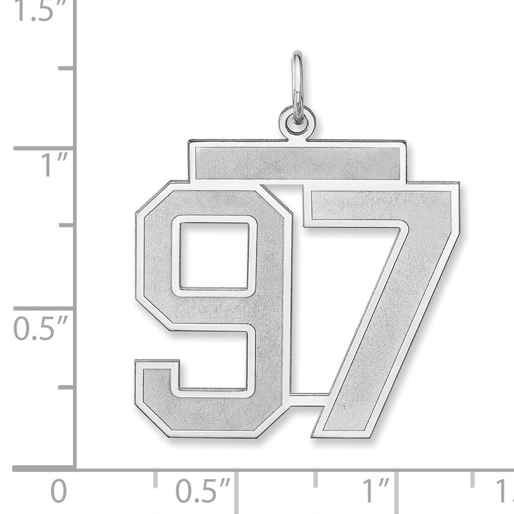 Sterlingsilber /rhodiniert Satiniert Zahl 97 Charm