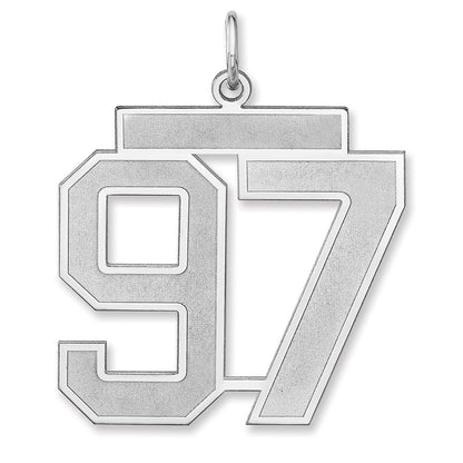 Sterlingsilber /rhodiniert Satiniert Zahl 97 Charm