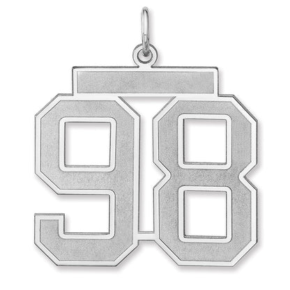 Sterlingsilber /rhodiniert Satiniert Zahl 98 Charm
