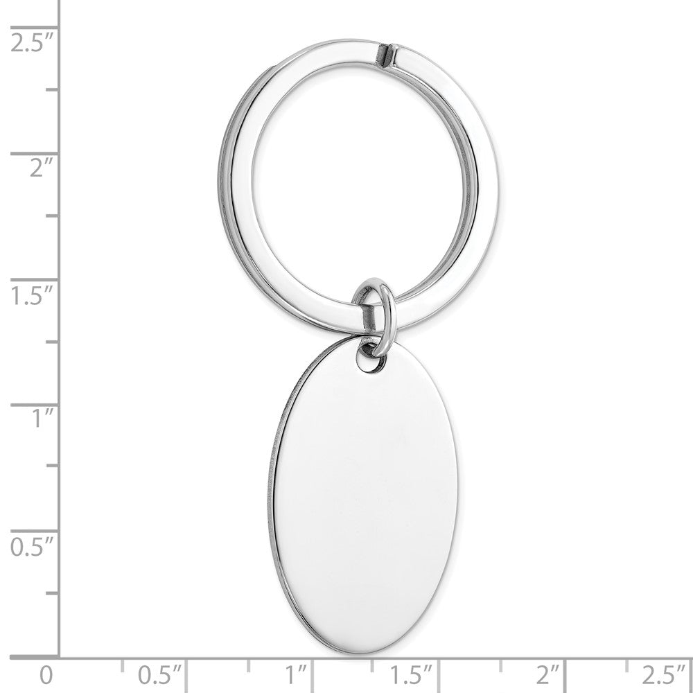 Sterlingsilber Rhodiniert Oval Key Ring