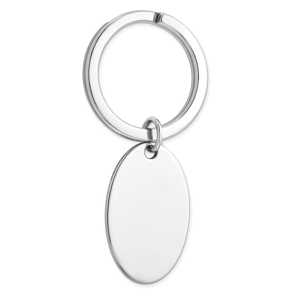 Sterlingsilber Rhodiniert Oval Key Ring