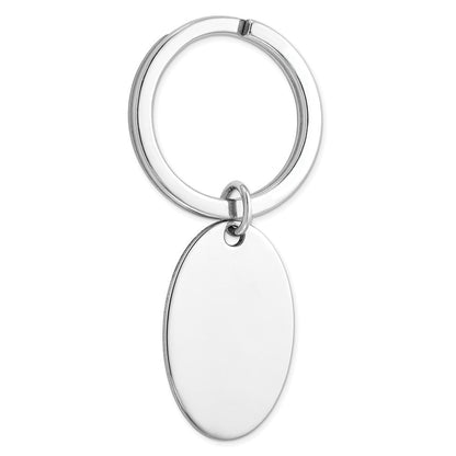 Sterlingsilber Rhodiniert Oval Key Ring