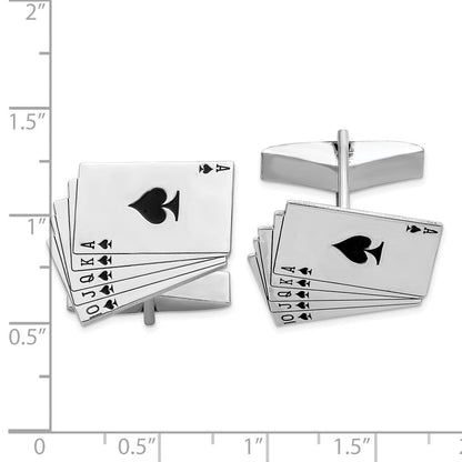 Sterlingsilber Rhodiniert Royal Flush Manschette Knöpfe