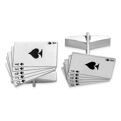 Sterlingsilber Rhodiniert Royal Flush Manschette Knöpfe