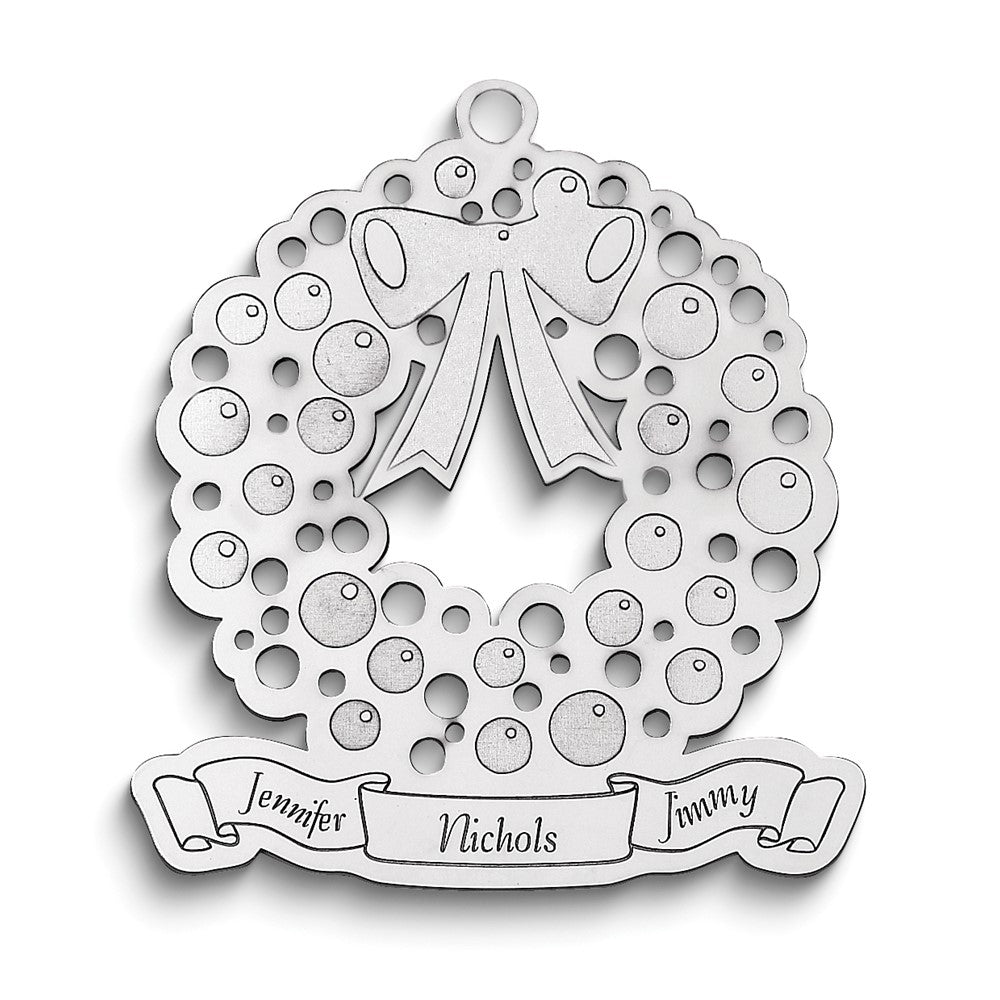 Sterlingsilber Rhodiniert Weihnachten Wreath Ornament