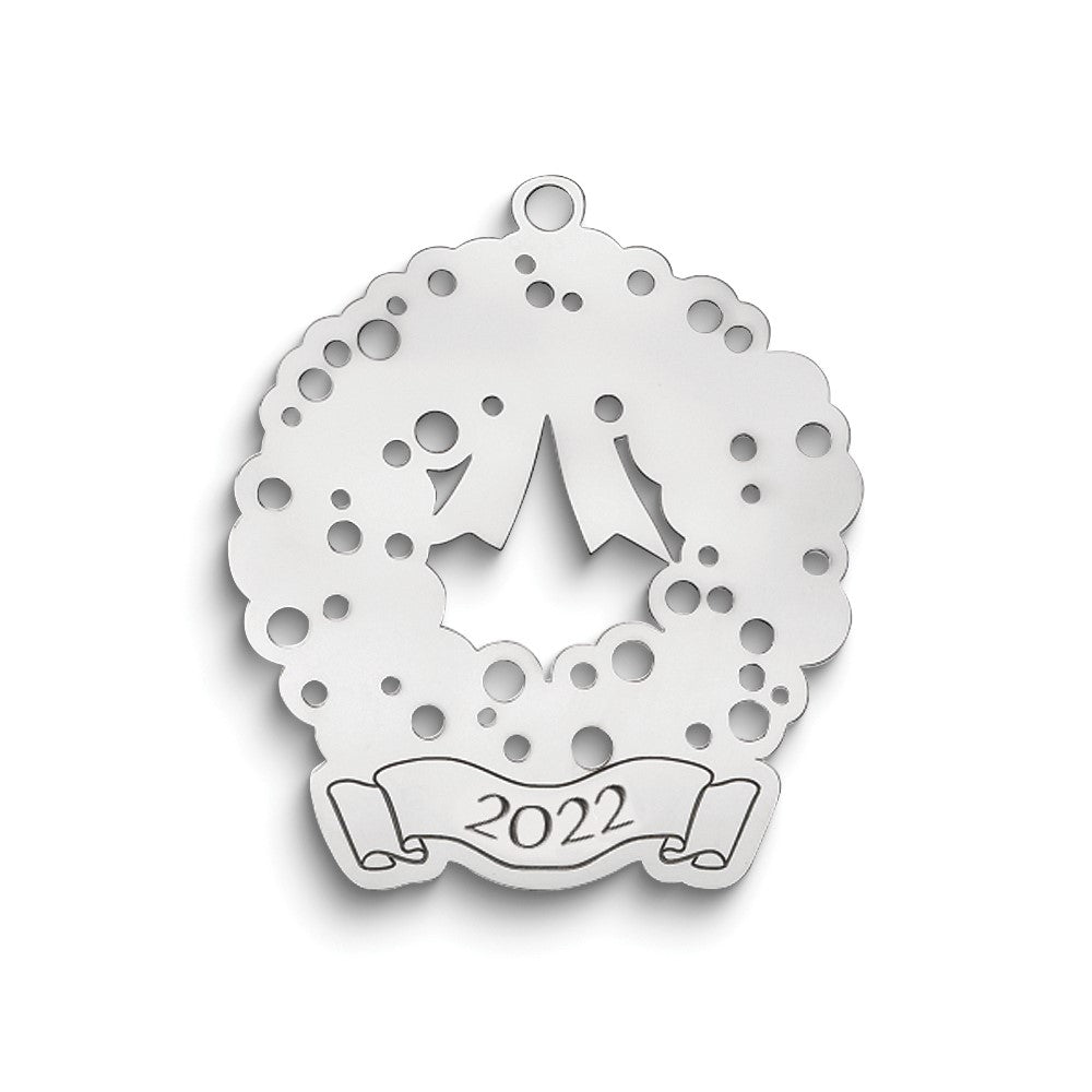 Sterlingsilber Rhodiniert Weihnachten Wreath Ornament