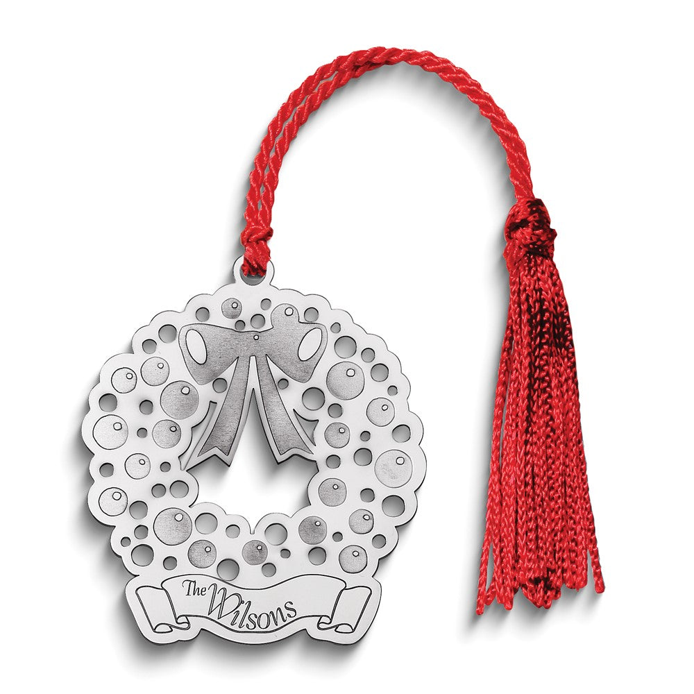 Sterlingsilber Rhodiniert Weihnachten Wreath Ornament