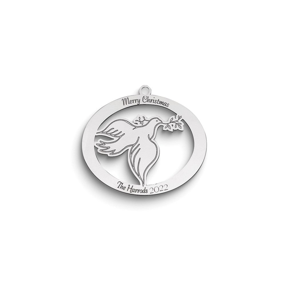 Sterlingsilber Rhodiniert Weihnachten Taube Ornament