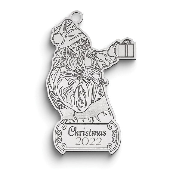 Sterlingsilber Rhodiniert Weihnachten Santa Ornament