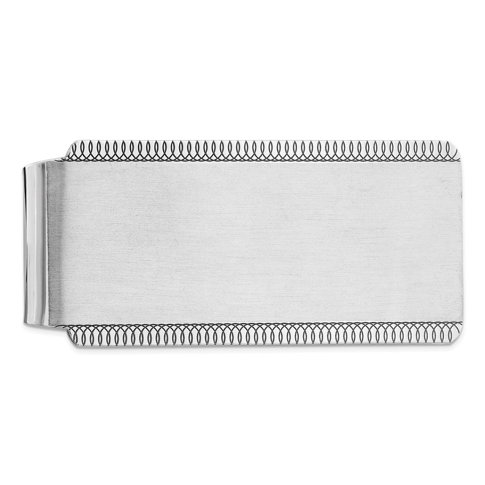 Sterlingsilber Satiniert Rhodiniert Vorderseite Geldklammer